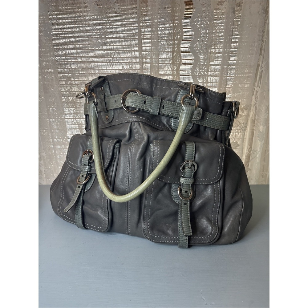 COACH Metallic Gray Leather, Legacy Shoulder Business Tote Bag, Large, 13205 - Picture 2 of 16